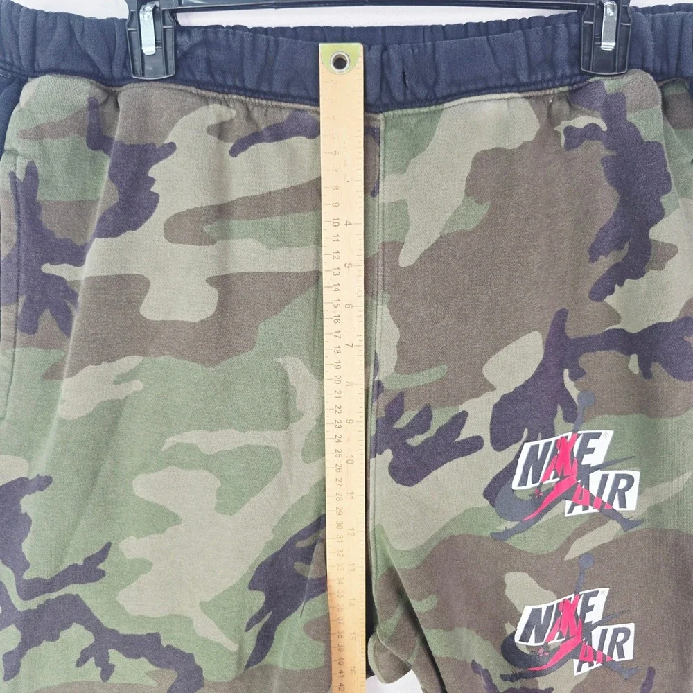 Nike Air Jordan Camo Fleece Joggers Mens Large Green Black CU2062-222 Read